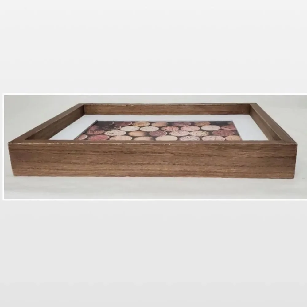 New Room & Retreat Wall Art Wine Corks Wood Framed Brown Picture Box Sign Décor